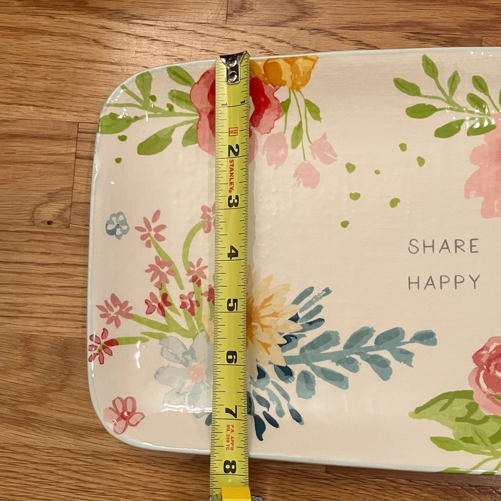 Mud Pie Floral‎ Serving plate 8 x 15 Share Happy NWT Entertain - Picture 6 of 9
